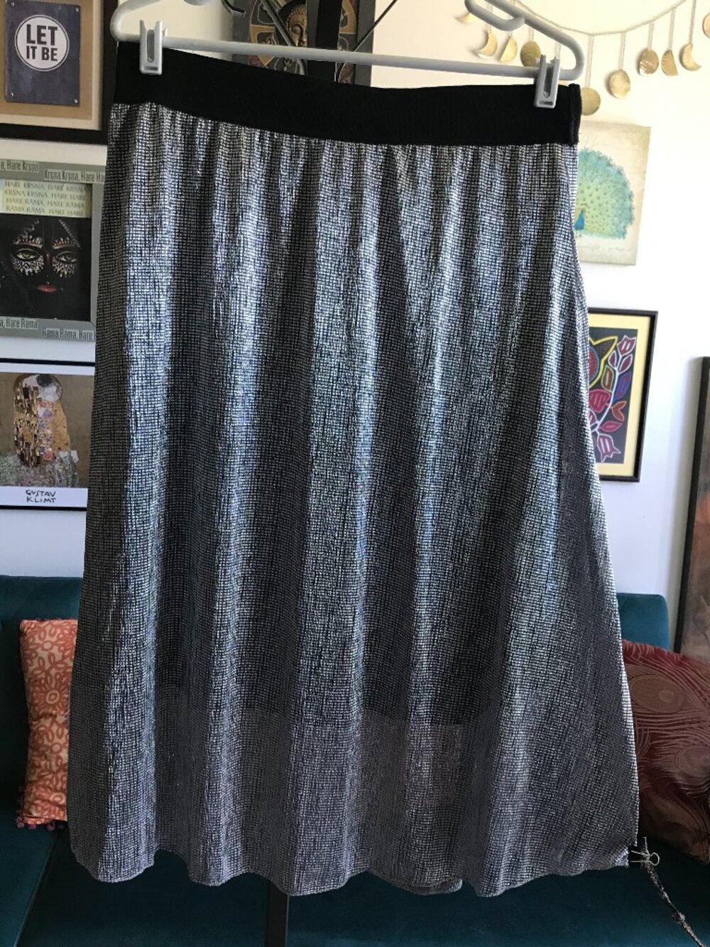 LULAROE size L Elegant Collection Shimmery Metallic Silver Lola Skirt